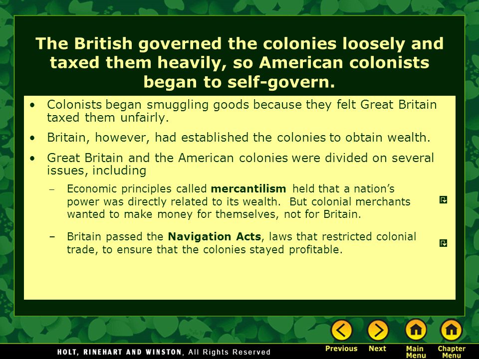 Problems between britain and the colonies